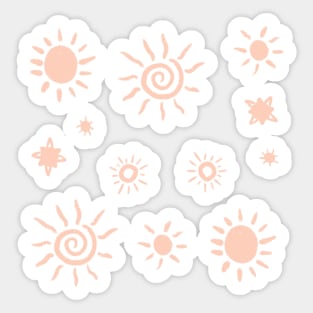 Summer Sun Doodles in peachy pink Sticker